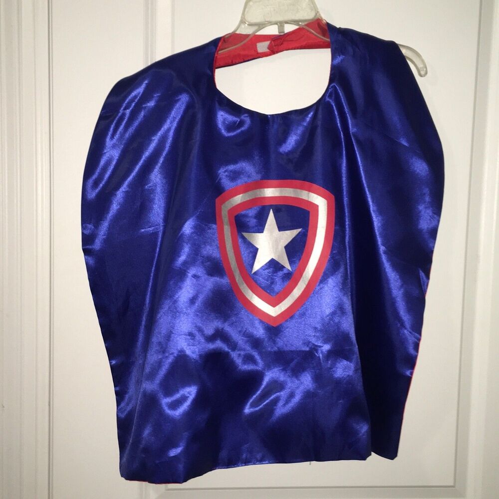 Captain America Iron Man Reversible Cape Red Blue Star Halloween Costume